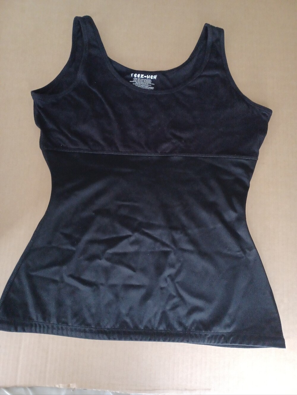 Teez-Her Black Shaper Tank Top Size XLarge shapewear bodycon.